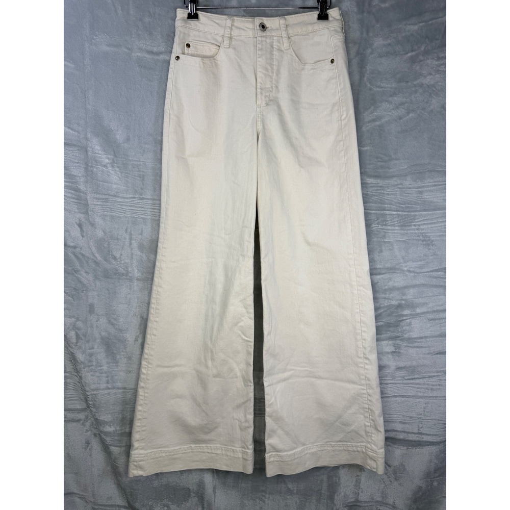 Maeve Anthropologie Wide Leg Pants Womens 26 Cream Colette High Rise Denim